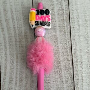 Pink '100 Days Sharper' Kids Pencil Topper Pen – Fun Pink Fluff